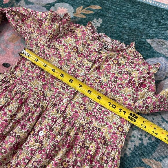 Bonton Dress Girls 6 Multicolor Liberty Floral Ruffle Button Front Pleated fall - Picture 6 of 11